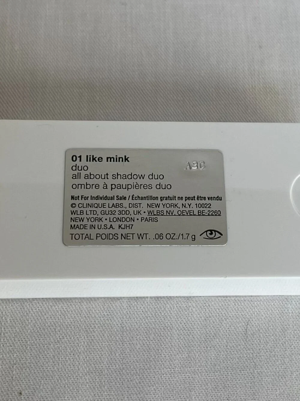 NEW Clinique All About Shadow Duo 01 Like Mink Neutral Eyeshadow Palette